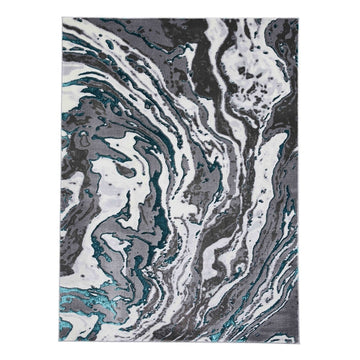 Apollo GR584 Modern Abstract Distressed Marble Metallic Shimmer High-Density Textured Low Profile Short-Pile Grey/Green/Cream Rug-Think Rugs-Rug Love - The Most Loved Rug Store